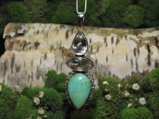 Turquoise & Amethyst .925 Silver Pendant