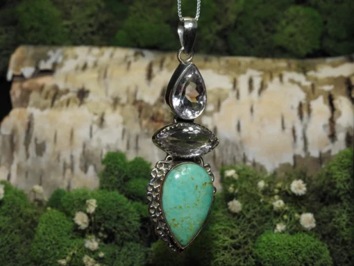 Turquoise & Amethyst .925 Silver Pendant - Image 3