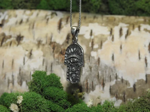 Sterling Silver Hamsa Hand Pendant - Image 2