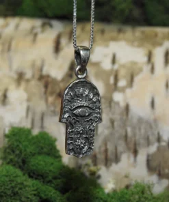 Sterling Silver Hamsa Hand Pendant