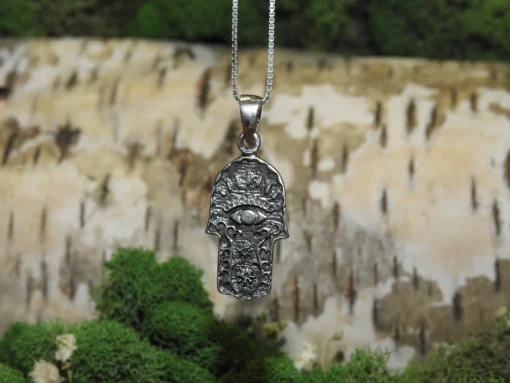 Sterling Silver Hamsa Hand Pendant - Image 3